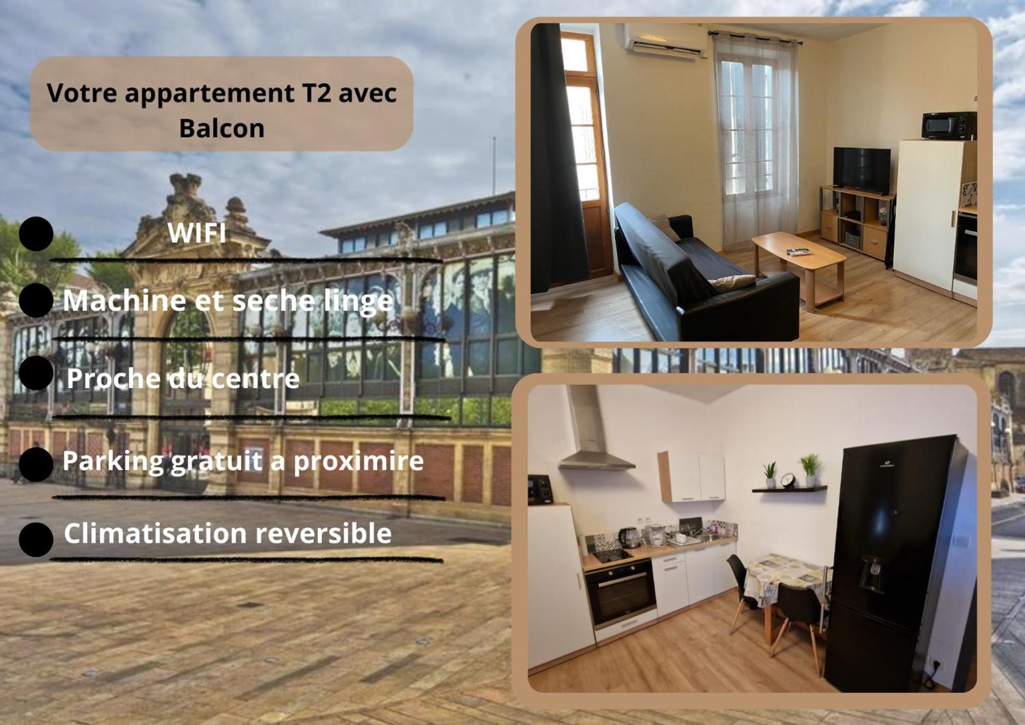 Appartement T2 Avec Balcon Proche Centre-Ville Narbonne Kültér fotó